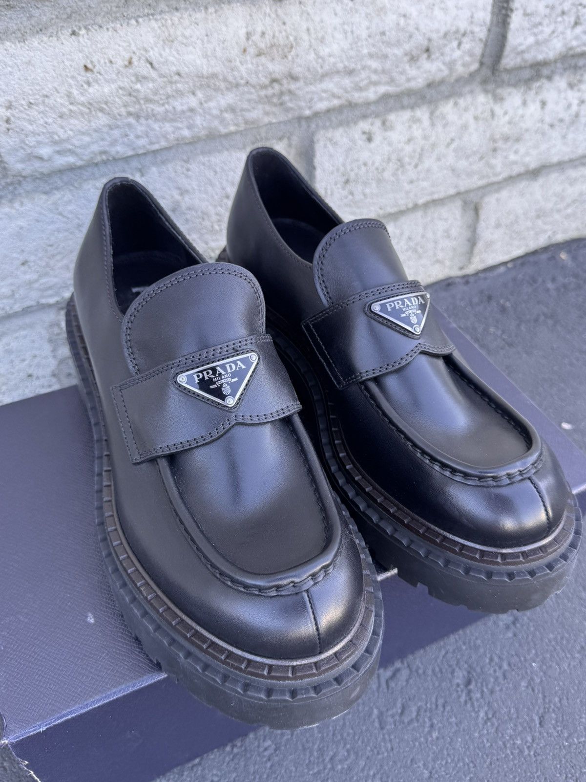 Prada Prada Brushed Leather Platform Loafers Unisex Size US 7 / EU 40 - 3 Thumbnail