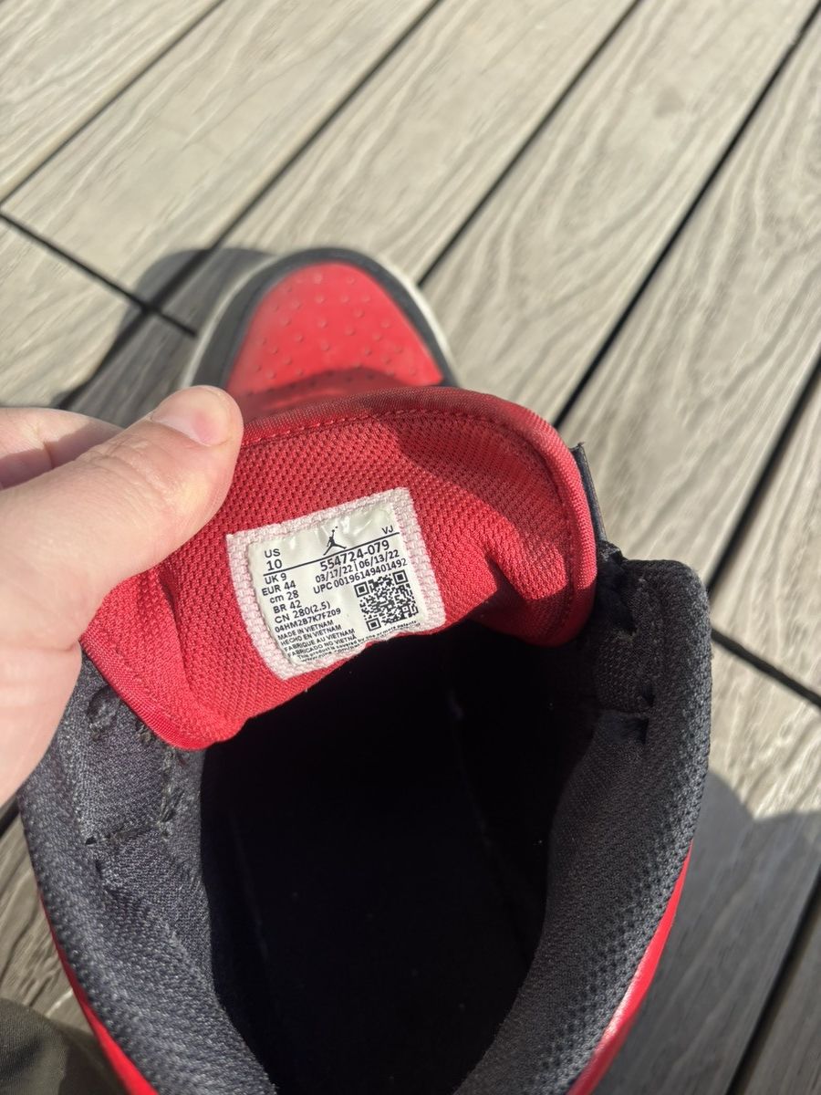 Jordan Brand Air Jordan 1 Mid Bred Toe White Black Red Size 10 554724-079 Size US 10 / EU 43 - 4 Thumbnail