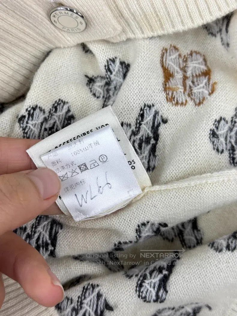 Hermes Hermes White four-leaf clover cashmere cardigan Size XS / US 0-2 / IT 36-38 - 7 Thumbnail