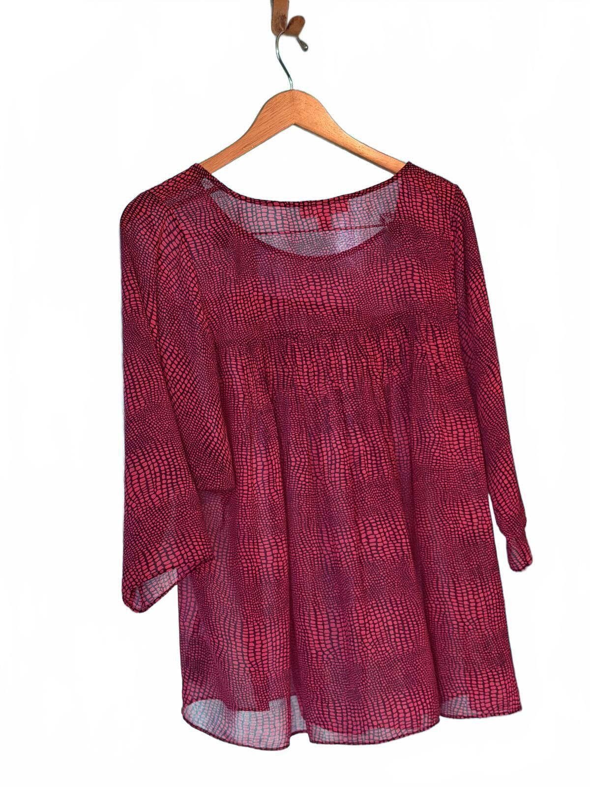 Michael Kors Michael Kors Pink Patterned Long Sleeve Blouse Size XL / US 12-14 / IT 48-50 - 1 Thumbnail