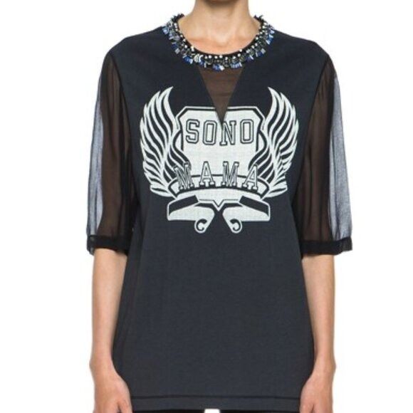 3.1 Phillip Lim 3.1 Phillip Lim Sonomama Oversize Tee with Beaded Collar She Size XS / US 0-2 / IT 36-38 - 3 Thumbnail