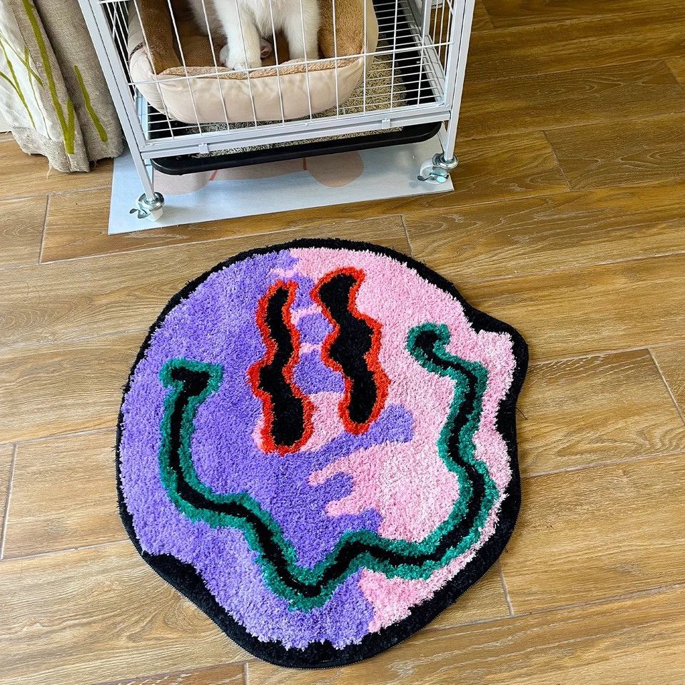 Japanese Brand × Vintage Trippy Smiling Rug Trippy Face Handmade Custom Rug Tufted Size ONE SIZE - 3 Thumbnail