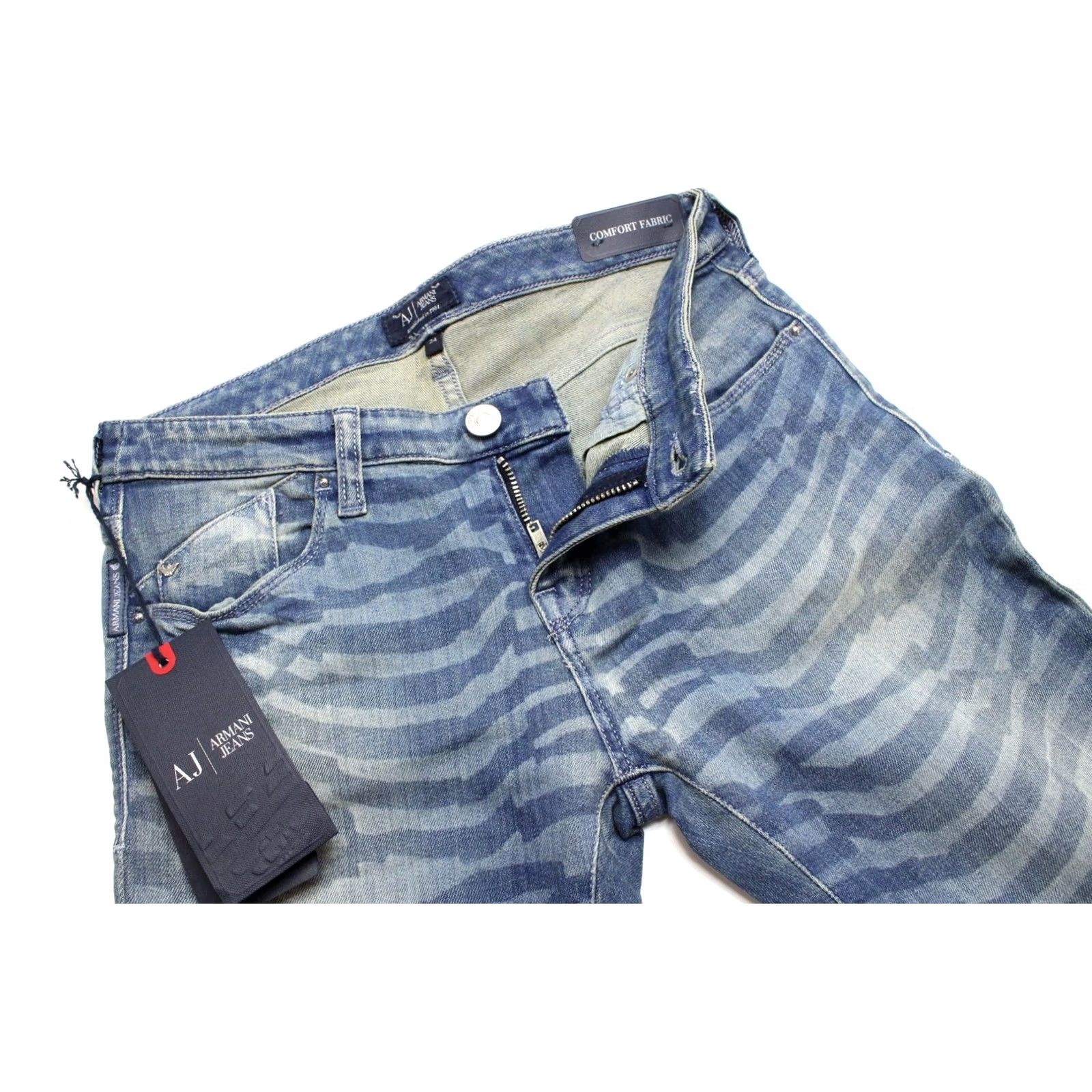 Vintage Armani Jeans Women's Skinny Fit Jeans W24 Zip Fly Patterned Logo Size 42" / US 20 - 4 Thumbnail