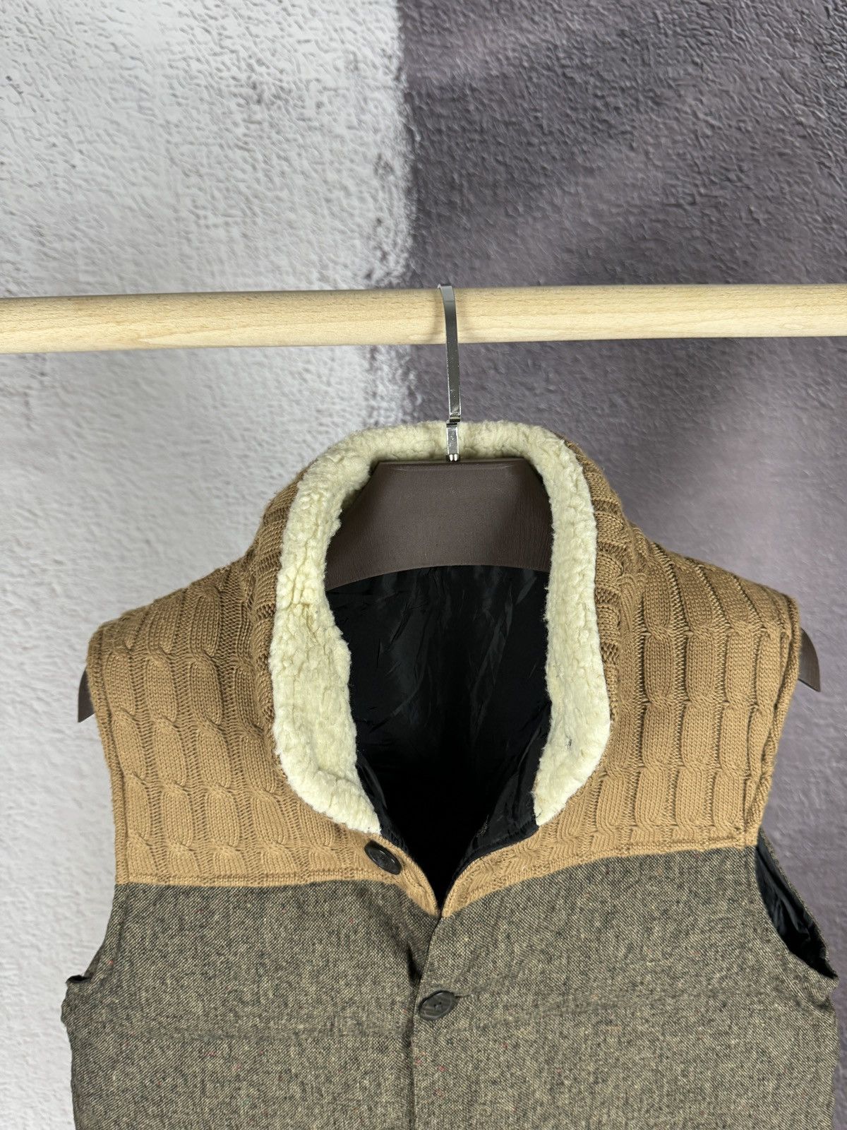 Japanese Brand Geleone Japanese style Grey Brown knitted puffer vest Size US L / EU 52-54 / 3 - 10 Thumbnail