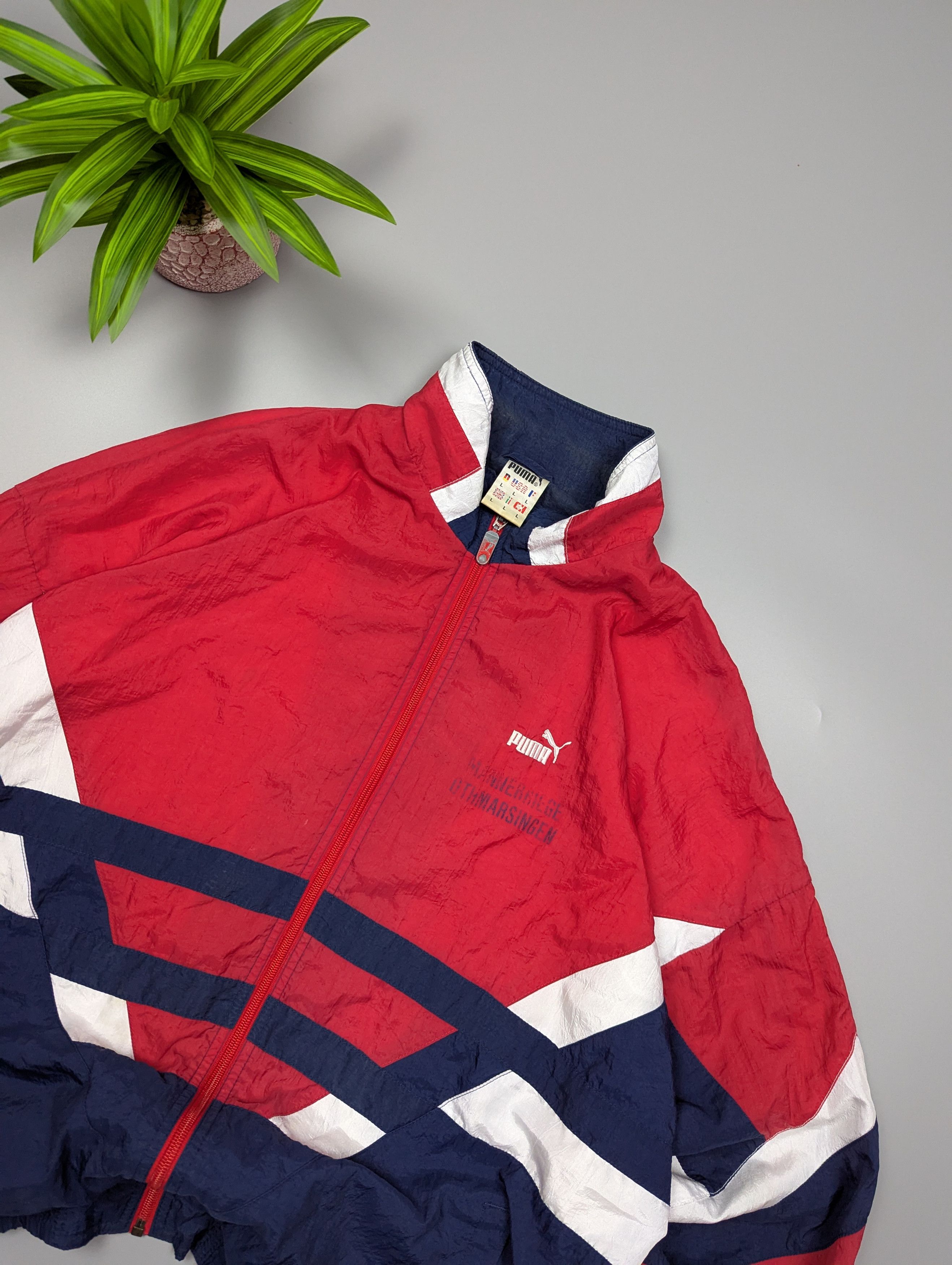 Puma VTG Puma Track Jacket Red Navy White 80s Colorblock Zip Size US L / EU 52-54 / 3 - 4 Thumbnail