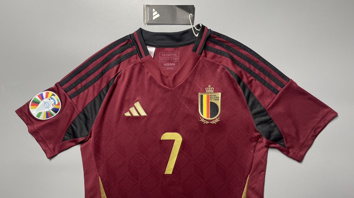 Vintage 13-14 Y BELGIUM ADIDAS 2024 EURO SOCCER JERSEY #7 DE BRUYNE Size US XXS / EU 40 - 3 Thumbnail