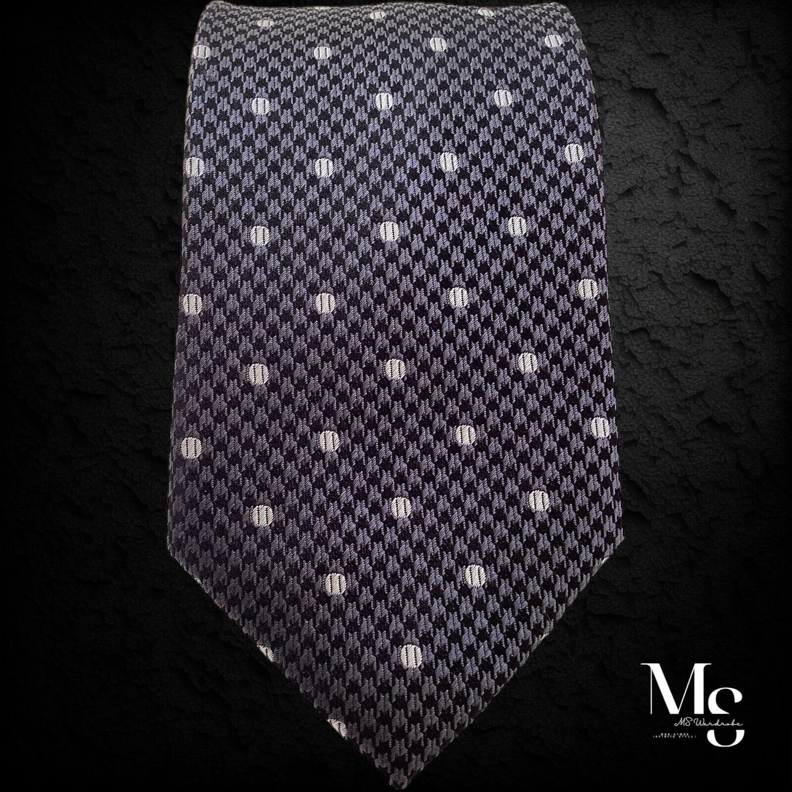 Ben Sherman BEN SHERMAN Gray Houndstooth Baseball Ball Silk Tie W: 3.25" Size ONE SIZE - 4 Thumbnail