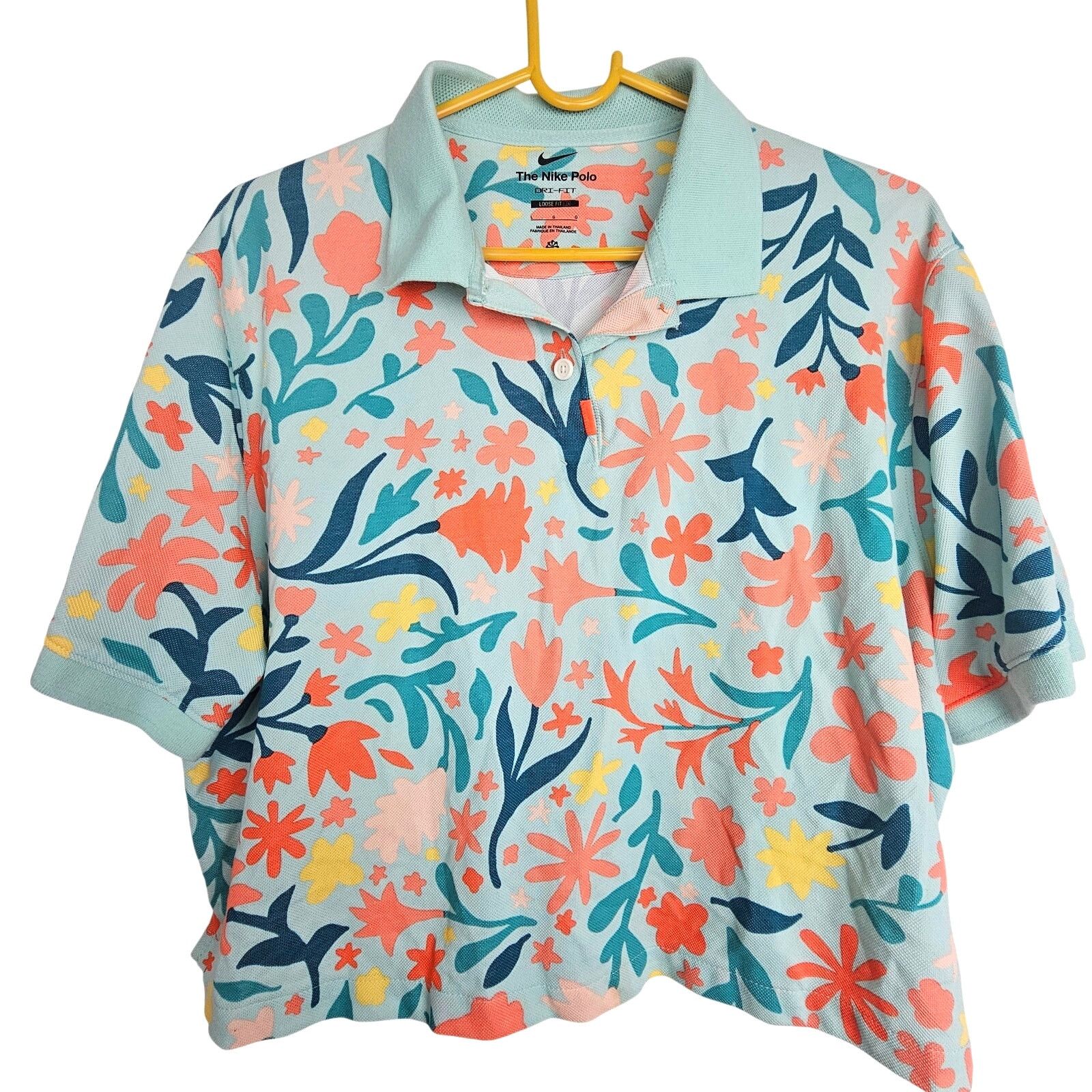 Nike Nike Women Floral Cropped Polo Shirt Dri-Fit Sporty Stretch Size L / US 10 / IT 46 - 1 Thumbnail