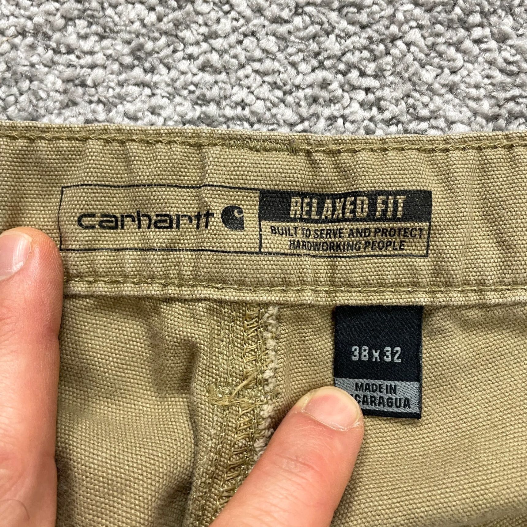 Carhartt VINTAGE Carhartt Men's Relaxed Fit Carpenter Pants 40x31 Brown Canvas Workwear Straight Leg Size US 40 / EU 56 - 6 Thumbnail