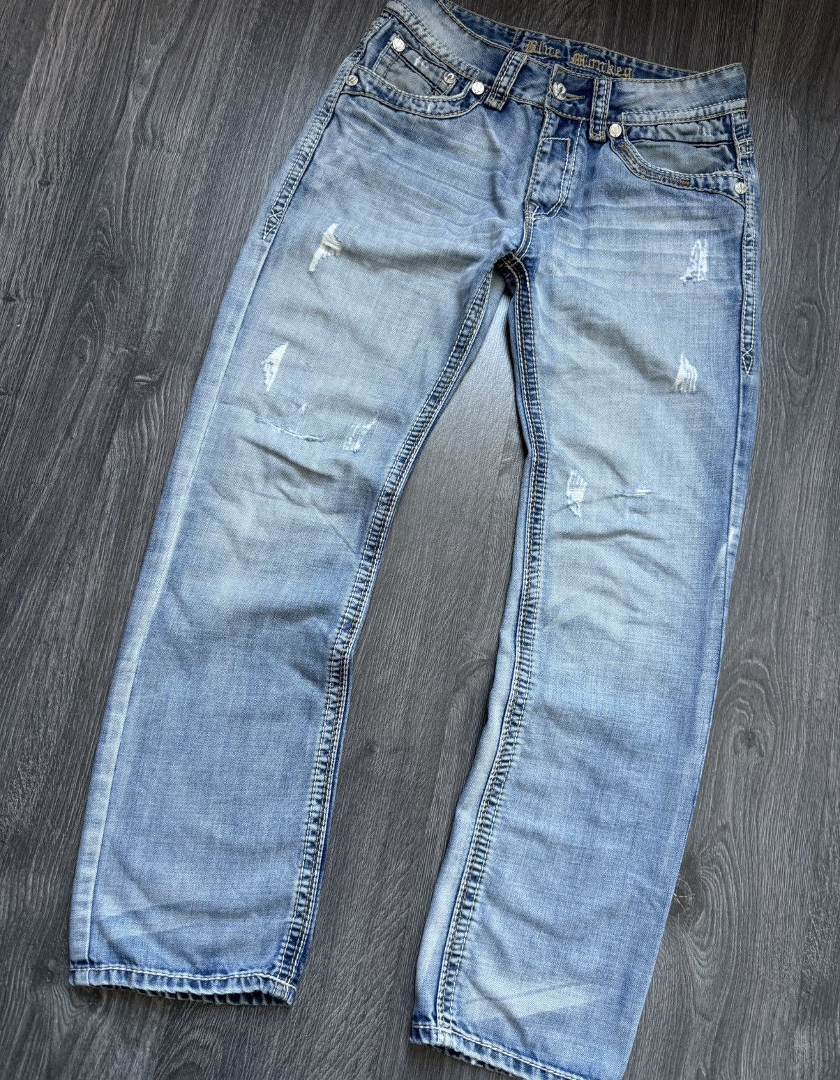 Japanese Brand × Vintage Y2K Avantgarde Ebroidered DENIM Jeans Size US 31 - 2 Thumbnail