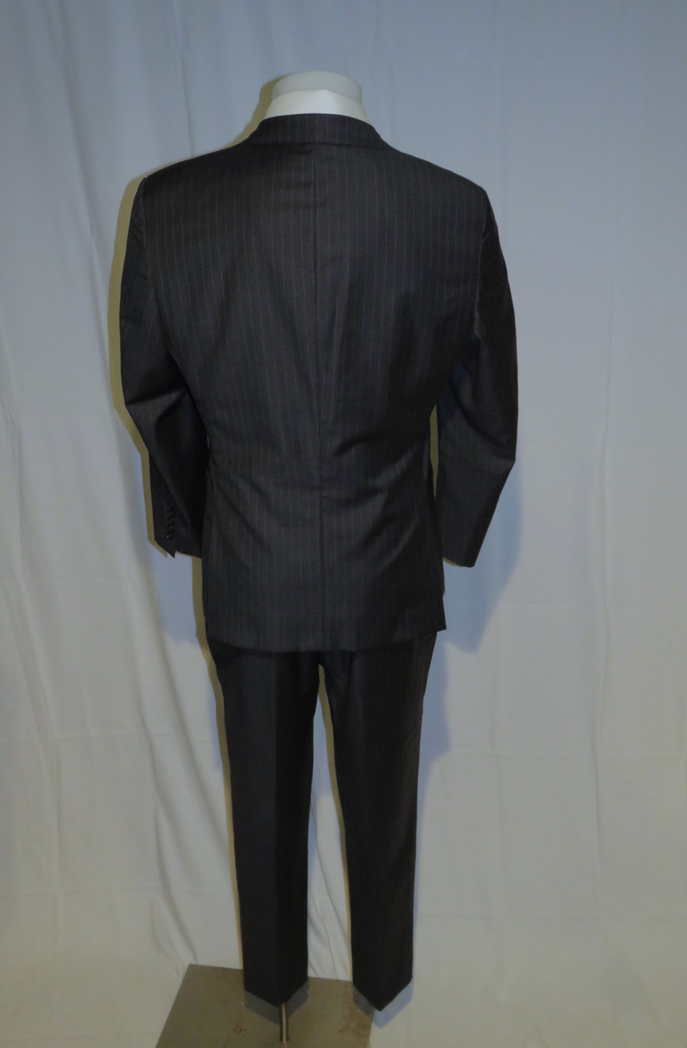 Loro Piana 150 Charcoal Stripe Custom Two Button Suit 40S