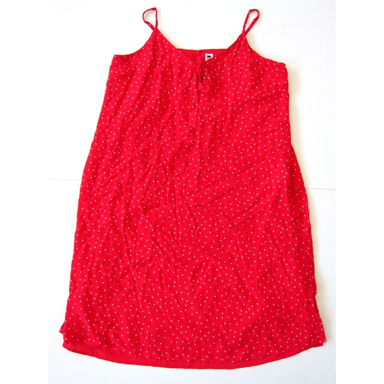 Gap Gap 100% Rayon Red White Polka Dot Spaghetti Strap Tunic Tank Sun Slip Dress XL Size XL / US 12-14 / IT 48-50 - 2 Thumbnail
