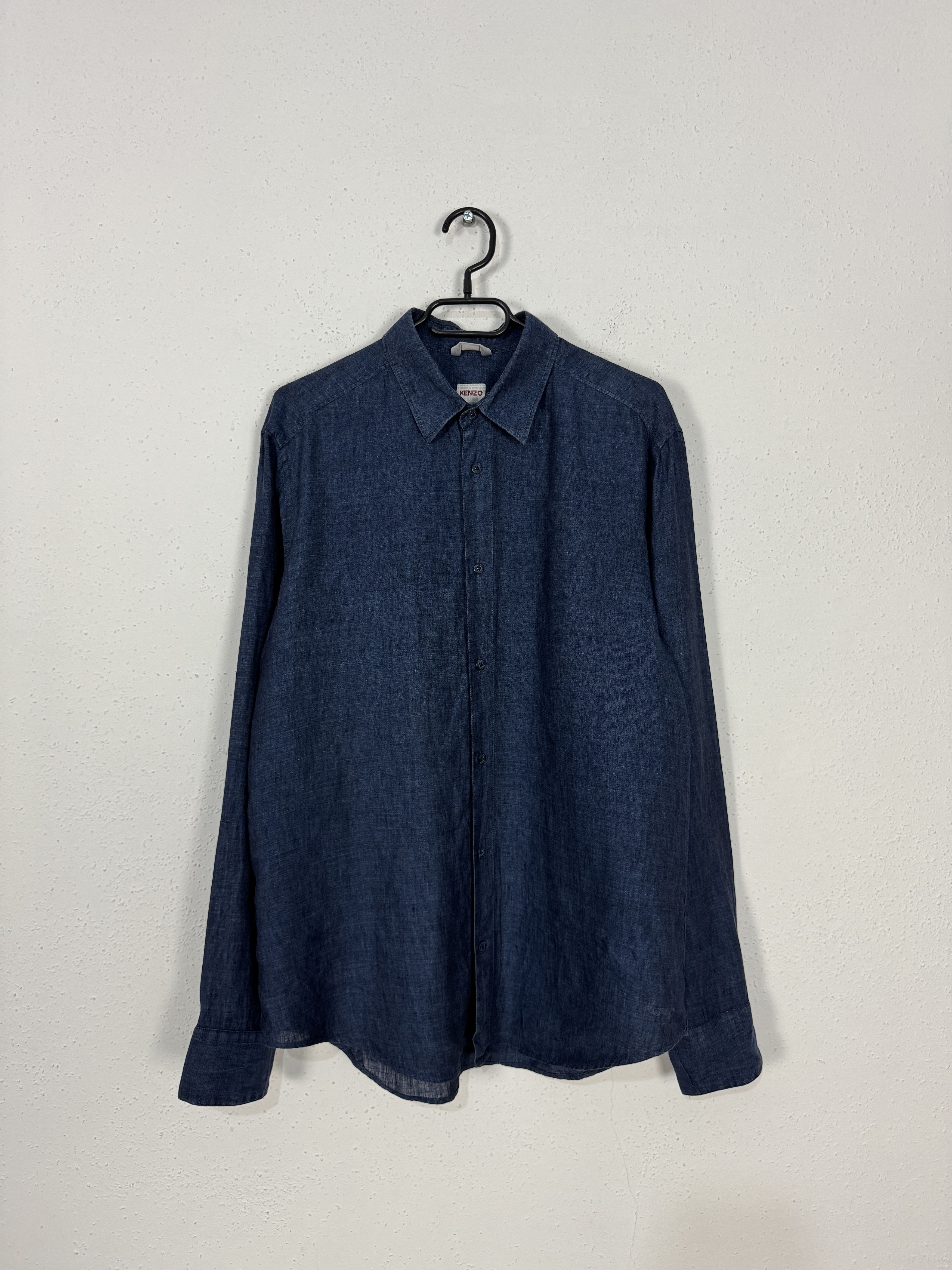 Kenzo vintage 00s 100% linen shirt navy L