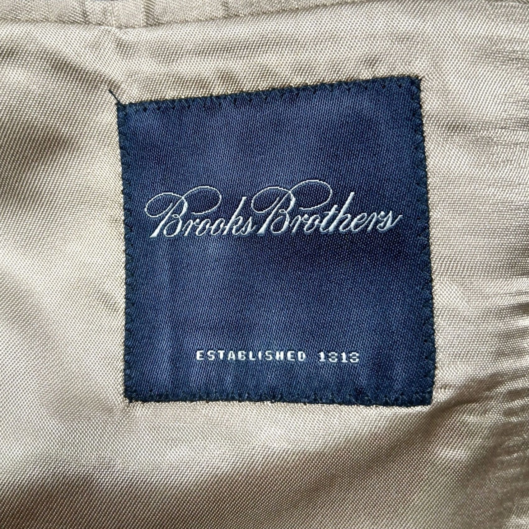 Brooks Brothers Brooks Brothers Blazer Men's 44L Beige Houndstooth Two Button Wool Sport Coat Size 44R - 4 Thumbnail
