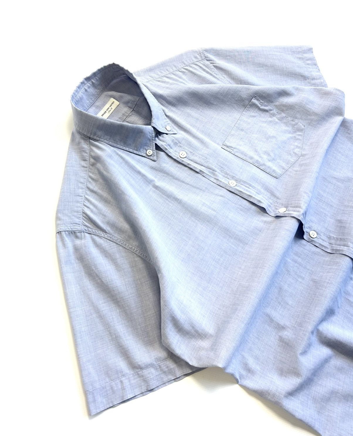 Dries Van Noten Dries Van Noten Vintage Blue Short Sleeve Button-Up Shirt Size US M / EU 48-50 / 2 - 6 Thumbnail