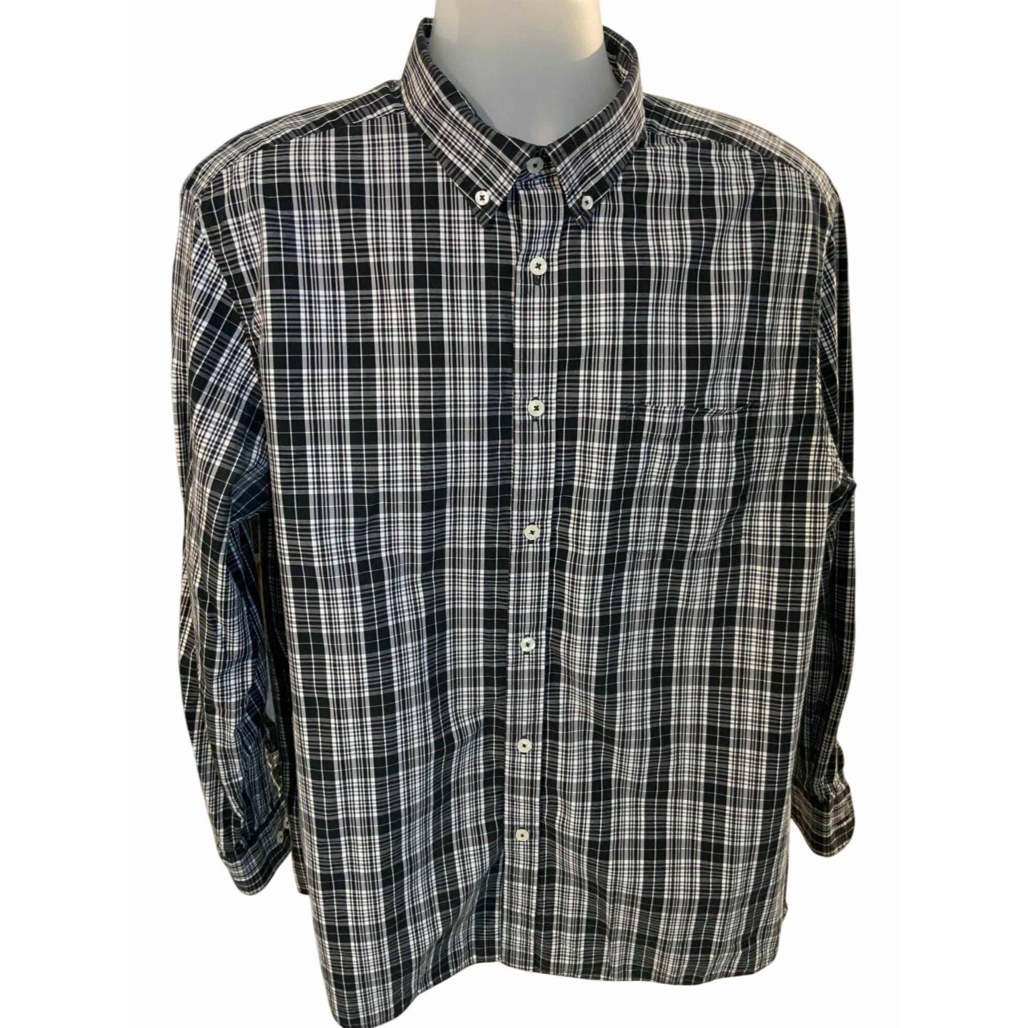 Designer Rowm Black White Plaid Button Up Long Sleeve Shirt XL Size US XL / EU 56 / 4 - 1 Thumbnail