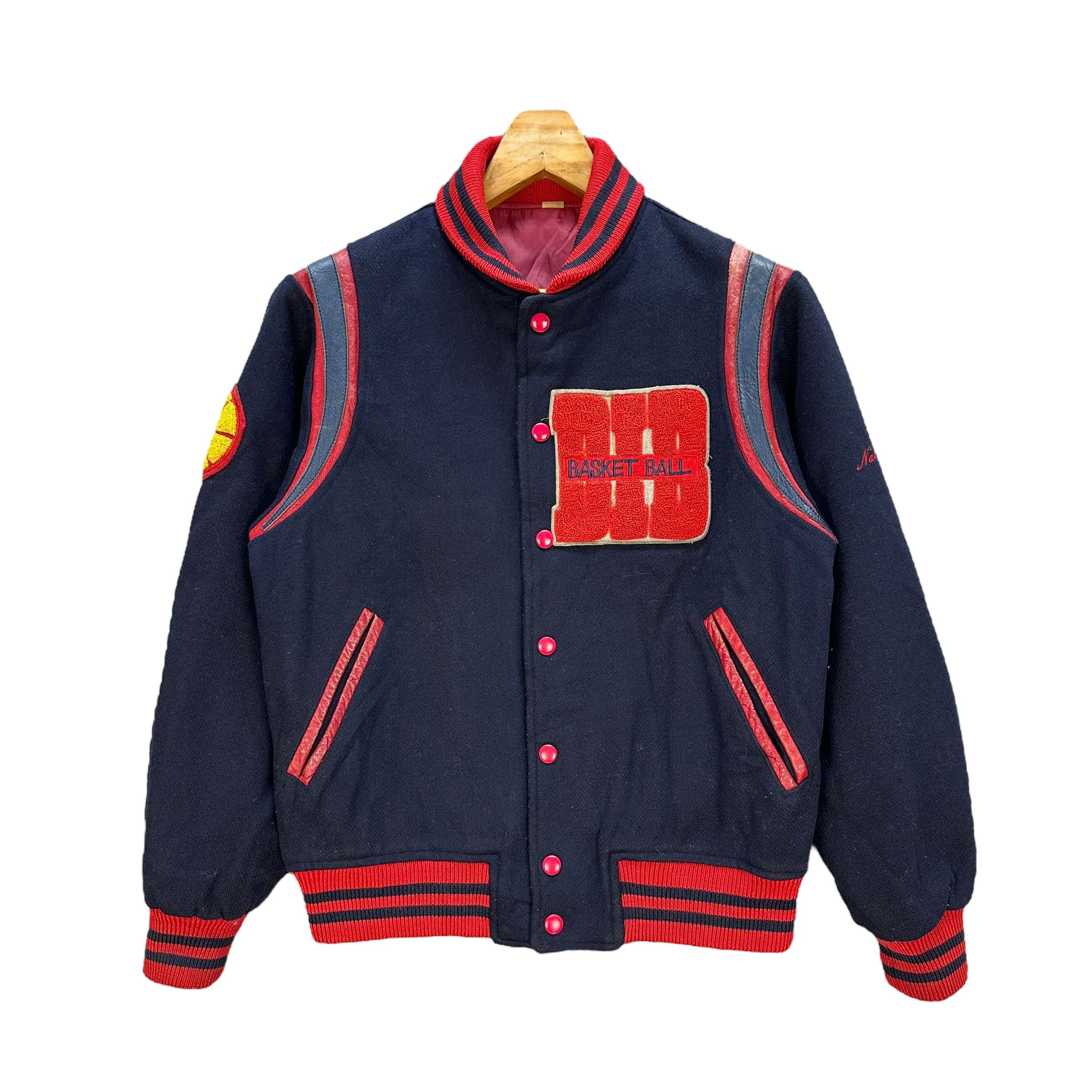 Japanese Brand Village Stone Basket Ball Logo Varsity Jacket #A31-0704 Size US M / EU 48-50 / 2 - 1 Thumbnail