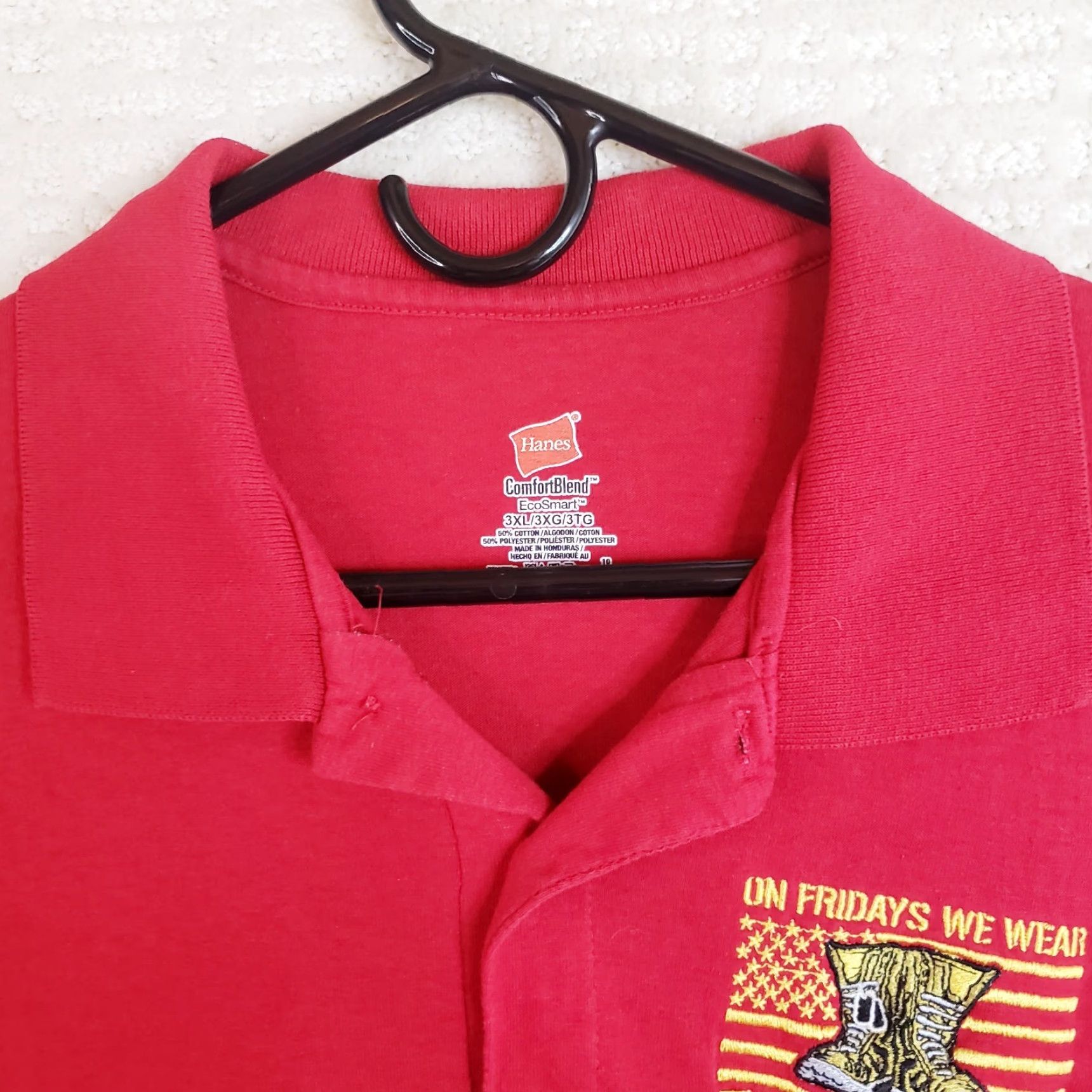 Hanes VINTAGE US Marines? ON Fridays We Wear Red Polo Shirt USMC 3XL Red Polo Embroidered USMC Men Big & Tall Polo Shirt Size US XXL / EU 58 / 5 - 4 Thumbnail