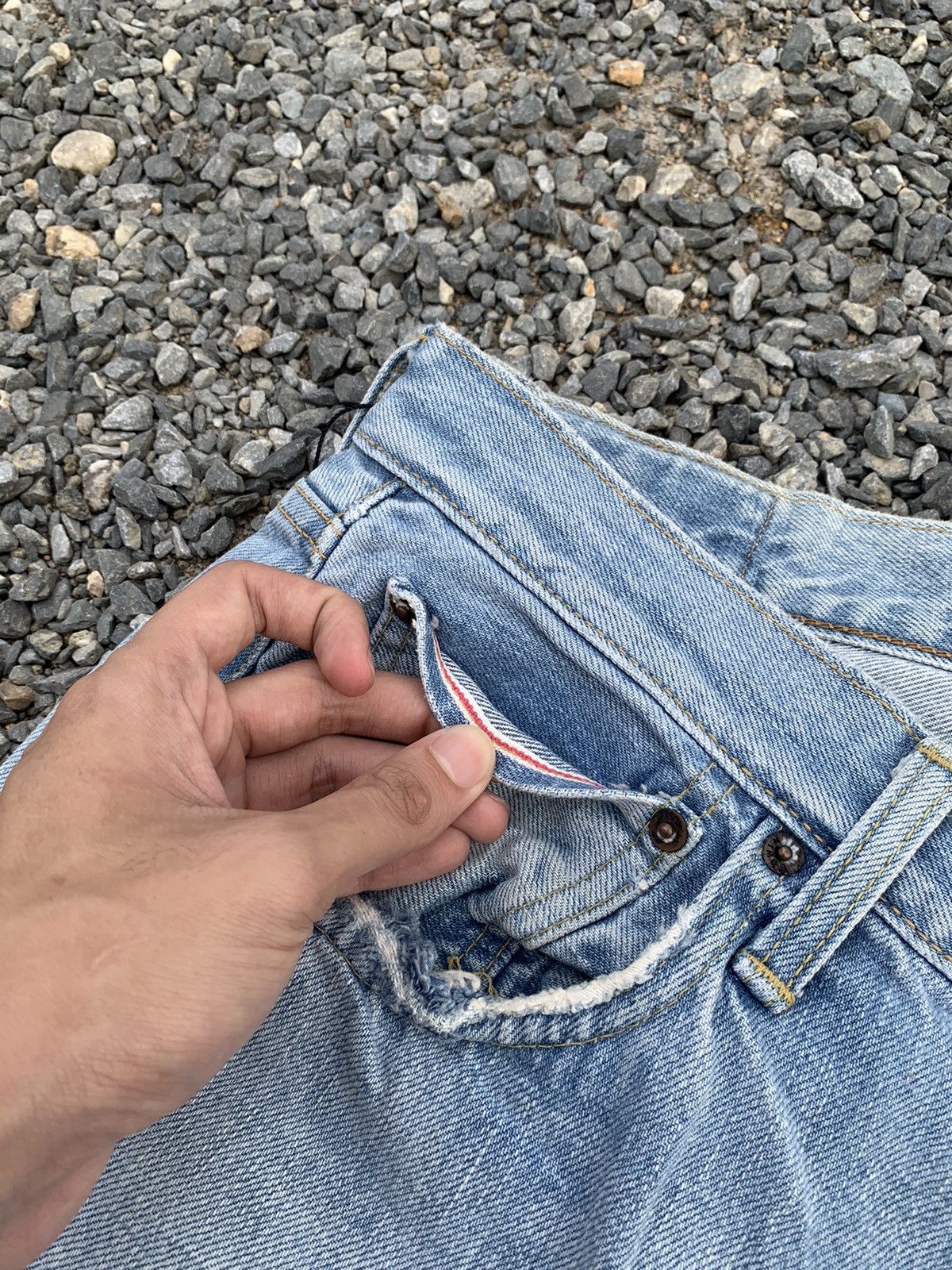 Kapital VINTAGE EDWIN 505X SELVEDGE FADED BAGGY DISTRESSED DENIM Size US 32 / EU 48 - 13 Thumbnail