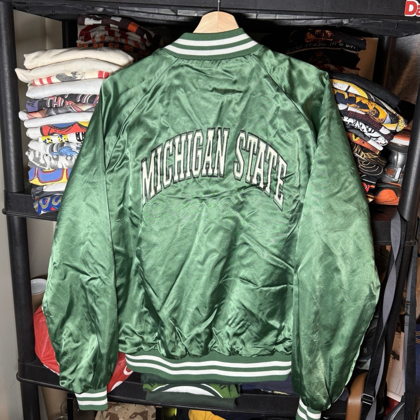Chalk Line × Vintage VTG Chalkline Michigan St. Spartans Satin Bomber Jacket XL Size US XL / EU 56 / 4 - 1 Thumbnail