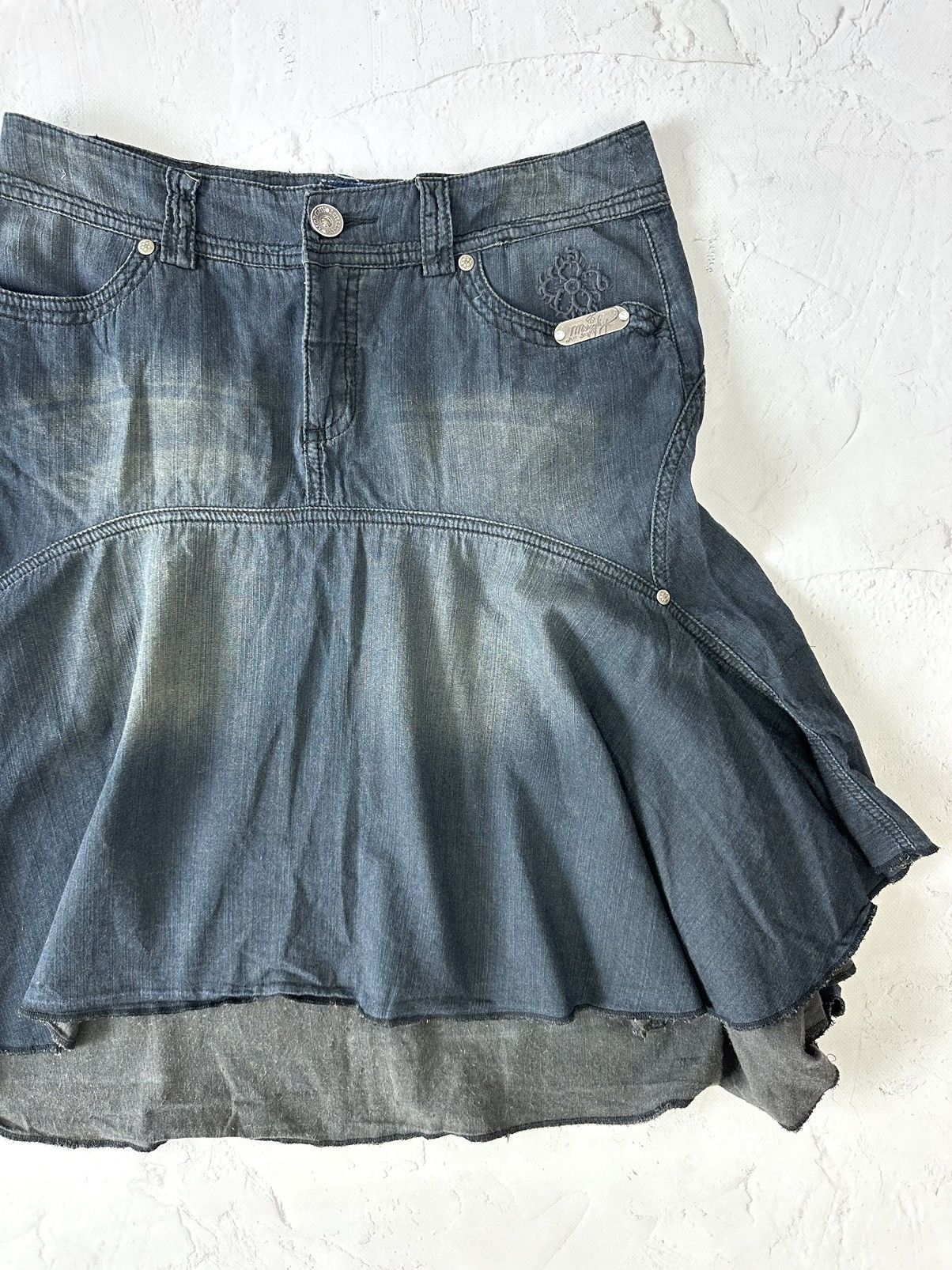 If Six Was Nine Vintage Flare Denim Skirt Size 28" / US 6 / IT 42 - 3 Thumbnail