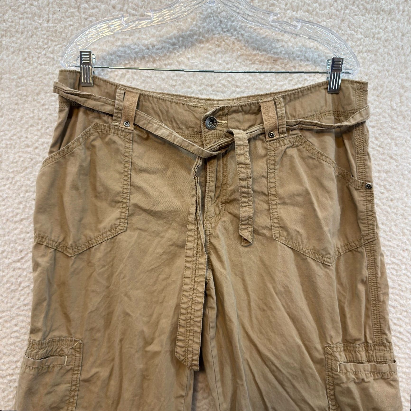 Faded Glory VINTAGE Y2K Cargo Pants Wide Leg Khaki Tan Beige 14 34 Carpenter Skater Grunge Mens Size 36" / US 14 / IT 50 - 3 Thumbnail