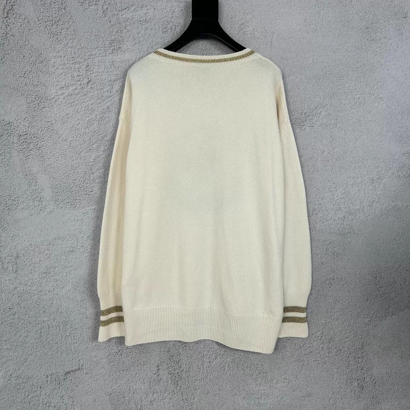 Moncler MONCLER Cream Large Logo Wool Knit Sweater M Size US M / EU 48-50 / 2 - 2 Thumbnail