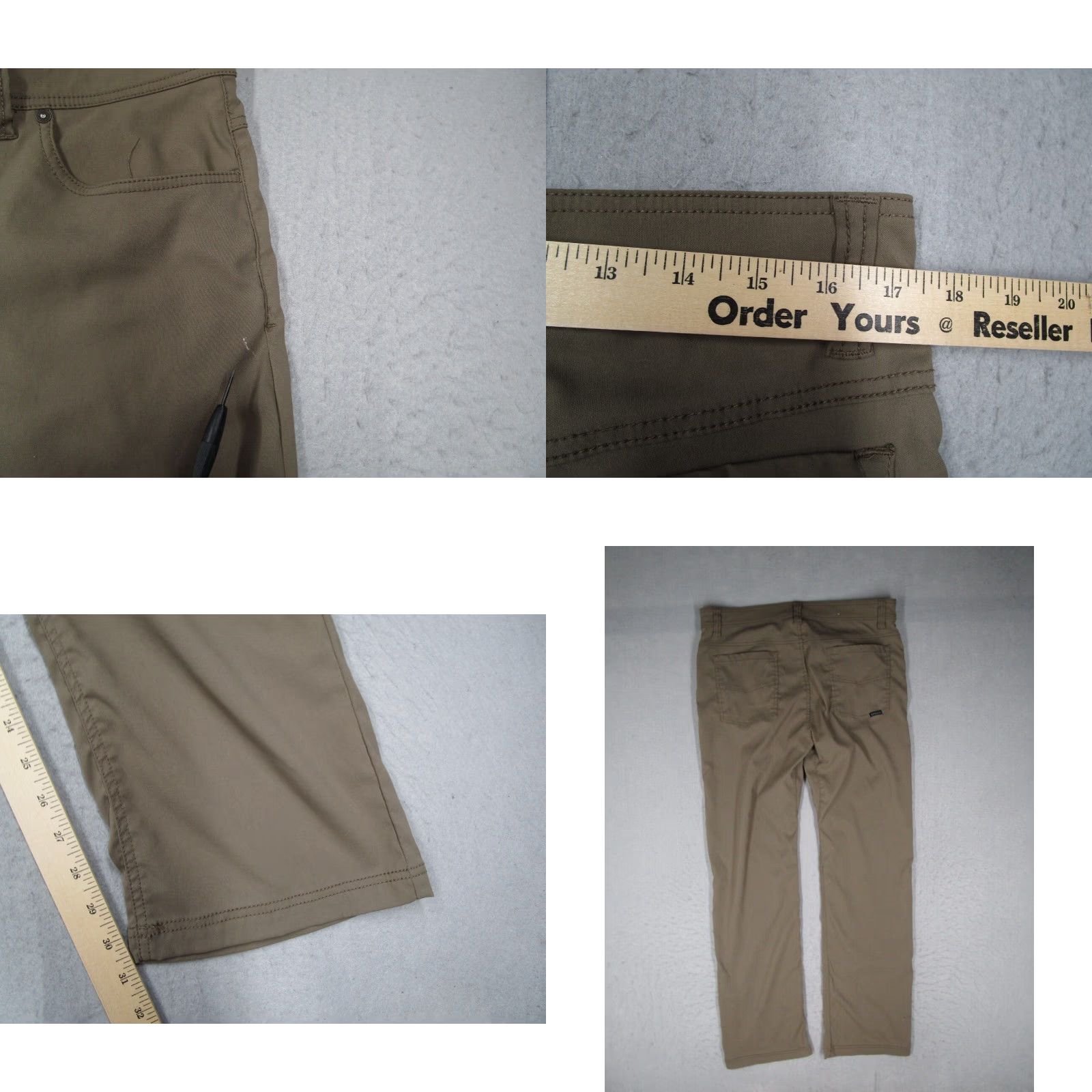 Prana PRAna Mens Slim Fit Brown Flat Front BRION Pants - Chino, 34W x 32L, 5-Pocket, Nylon Blend, Work, Casual, Outdoor, 34, Regular, Men's Pants Size US 34 / EU 50 - 8 Thumbnail