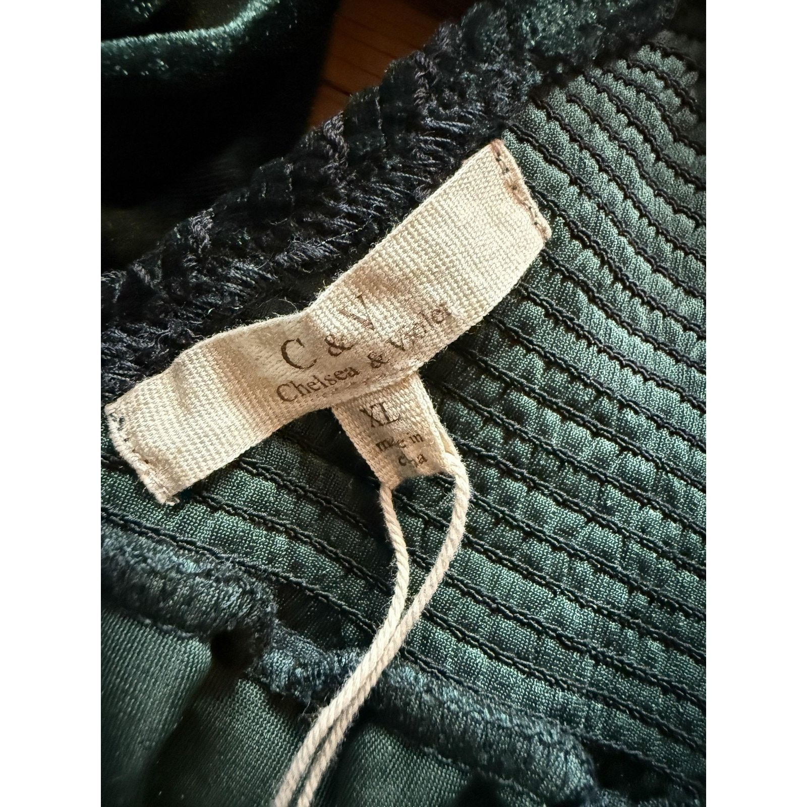 Other Chelsea & Violet Dress XL Green Velvet Puff Sleeve Smocked Size XL / US 12-14 / IT 48-50 - 7 Thumbnail