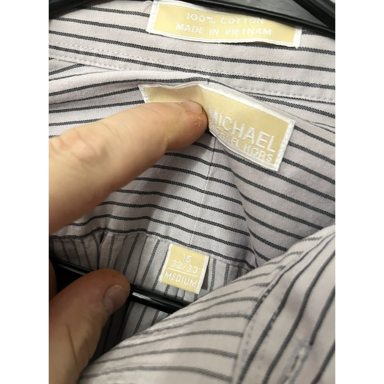 Michael Kors Michael Kors Dress Shirt Striped Gray 15-32/33 Button Shirt 100% Cotton Size 40R - 4 Thumbnail