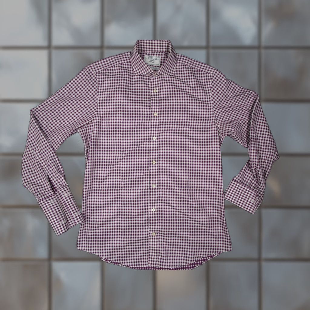 Charles Tyrwhitt Charles Tyrwhitt Shirt Mens 16 Large Purple Non Iron Slim Fit French Cuffs Size US S / EU 44-46 / 1 - 1 Thumbnail