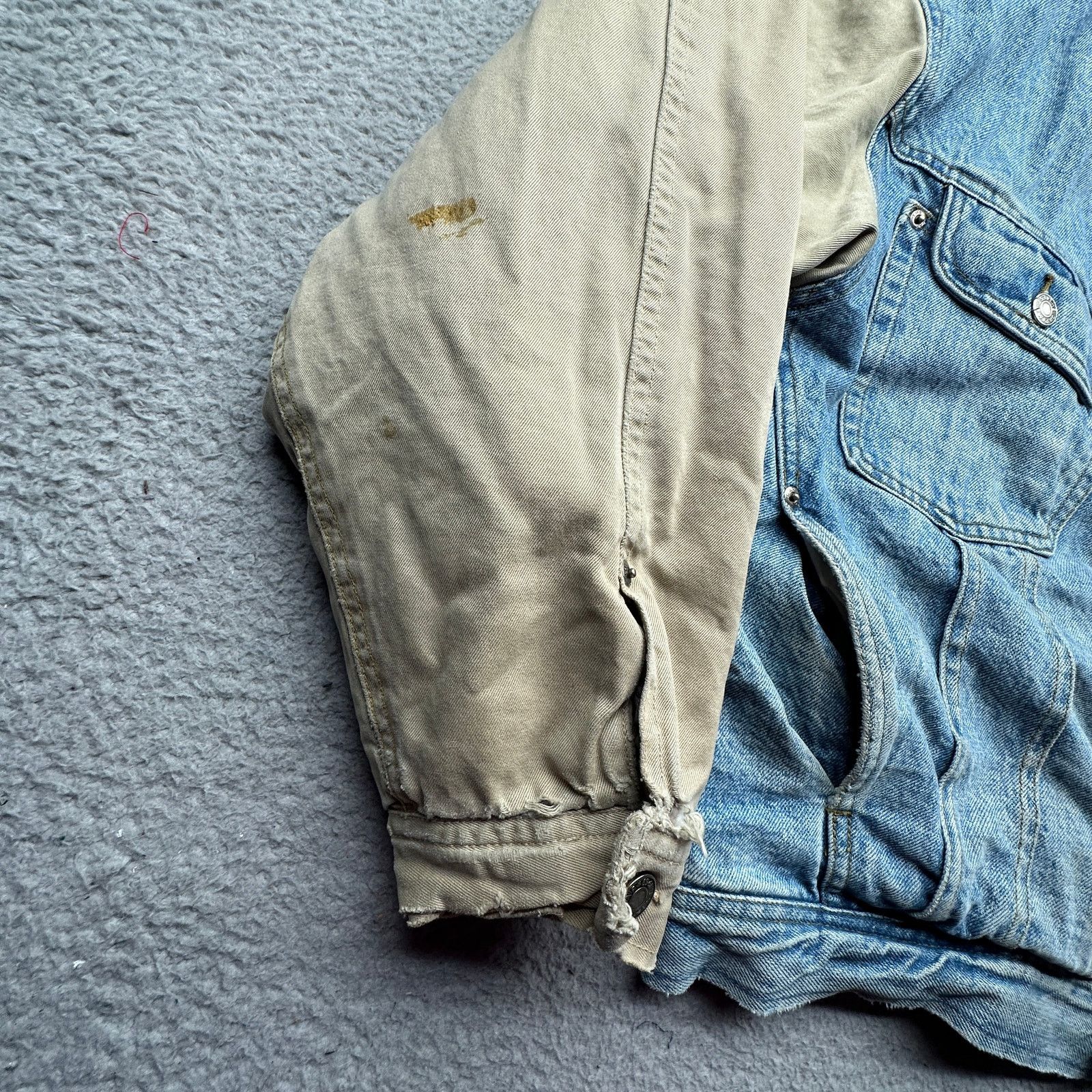 Gap VTG GAP Denim Twill Bomber Jean Jacket XL Lined Distressed Size US XL / EU 56 / 4 - 10 Thumbnail