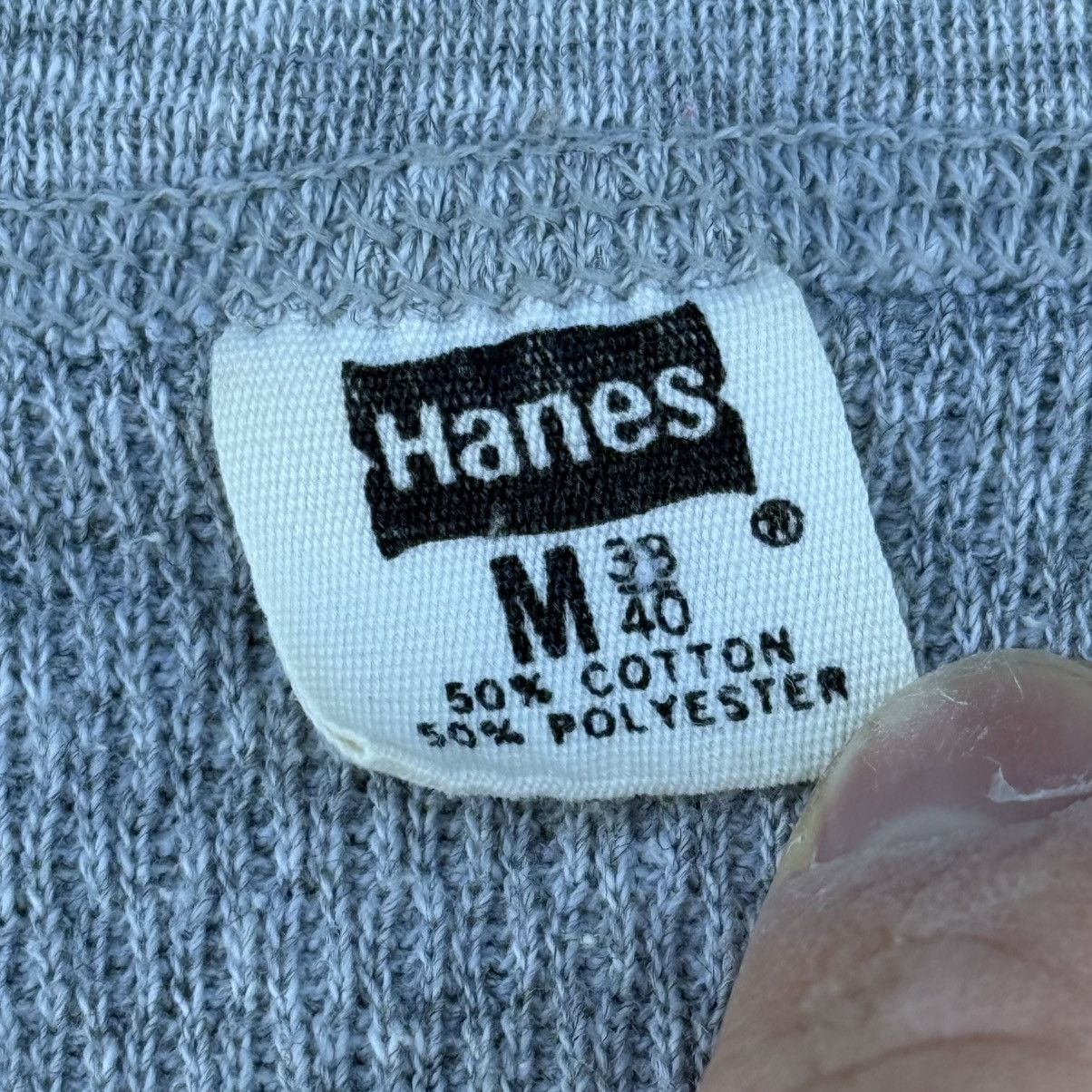 Hanes Vintage 1970s Hanes Thermal Waffle Long Sleeve T-Shirt Gray Size US M / EU 48-50 / 2 - 5 Thumbnail