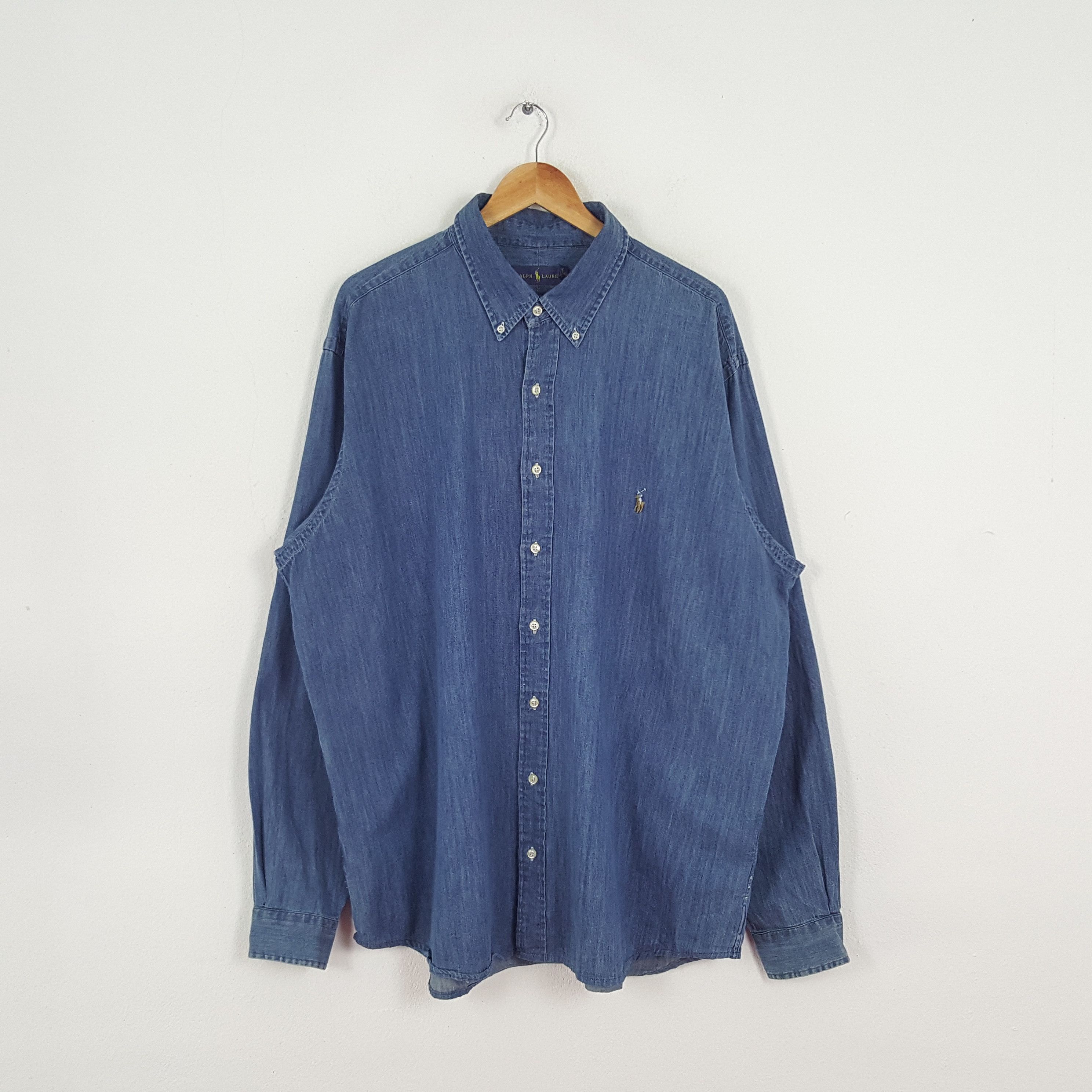 Ralph Lauren × Vintage Vintage Ralph Lauren American Brand Denim Shirt Button Up Size US XXL / EU 58 / 5 - 1 Thumbnail