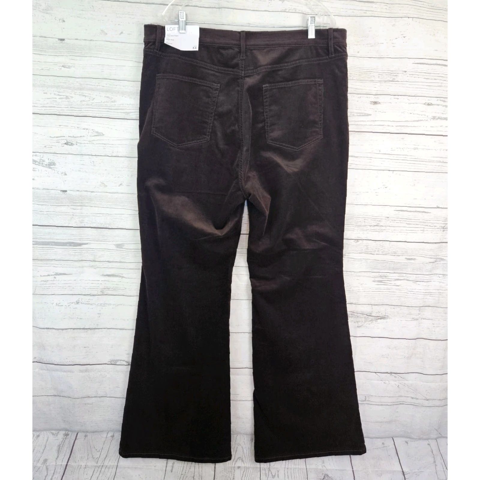 Loft Ann Taylor LOFT Womens Slim Flare Corduroy Pants Sz 18 Brown High Rise Size 40" / US 18 - 3 Thumbnail