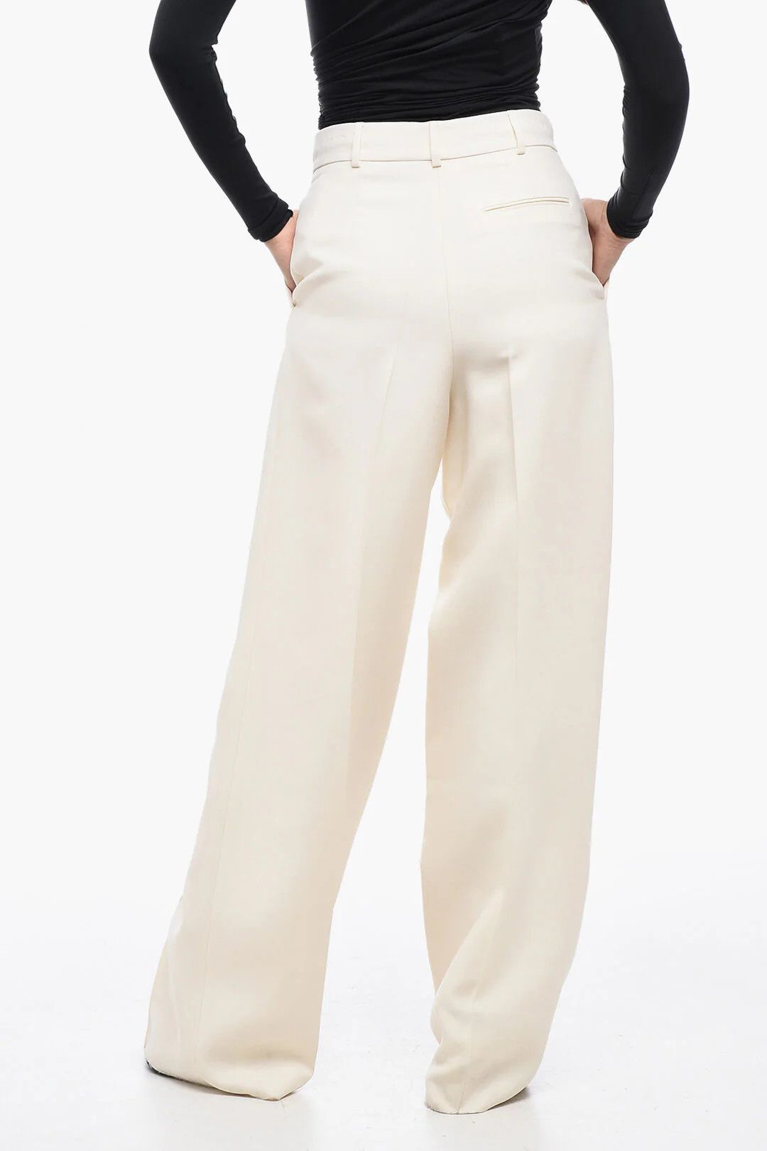 Dior o1mm0326 Wool High-Waist Pant in Beige Size 32" / US 10 / IT 46 - 2 Thumbnail