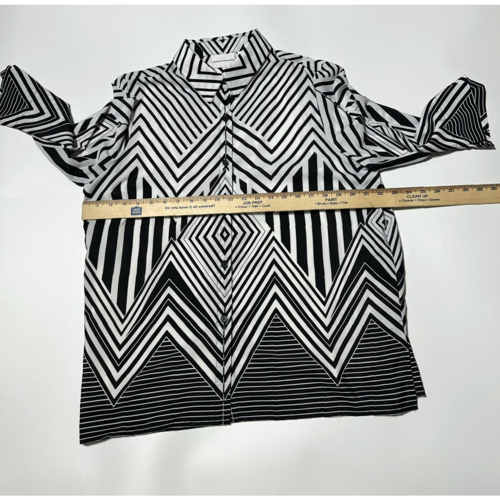 Vintage VINTAGE Alfred Dunner Shirt Womens 16 70s 80s Psychedelic Geometric Groovy Button Up Black & White Size XXL / US 16-18 / IT 52-54 - 4 Thumbnail