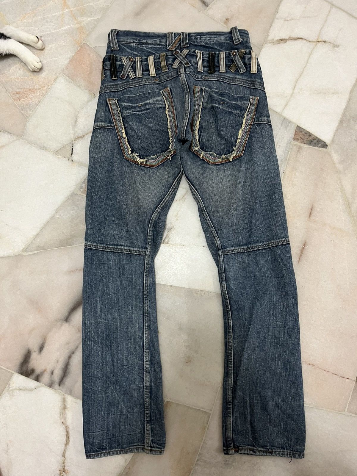 Japanese Brand DOUBLE WAIST DOMINATE HANDCRAFTED DISTRESED DENIM Size US 28 / EU 44 - 19 Thumbnail