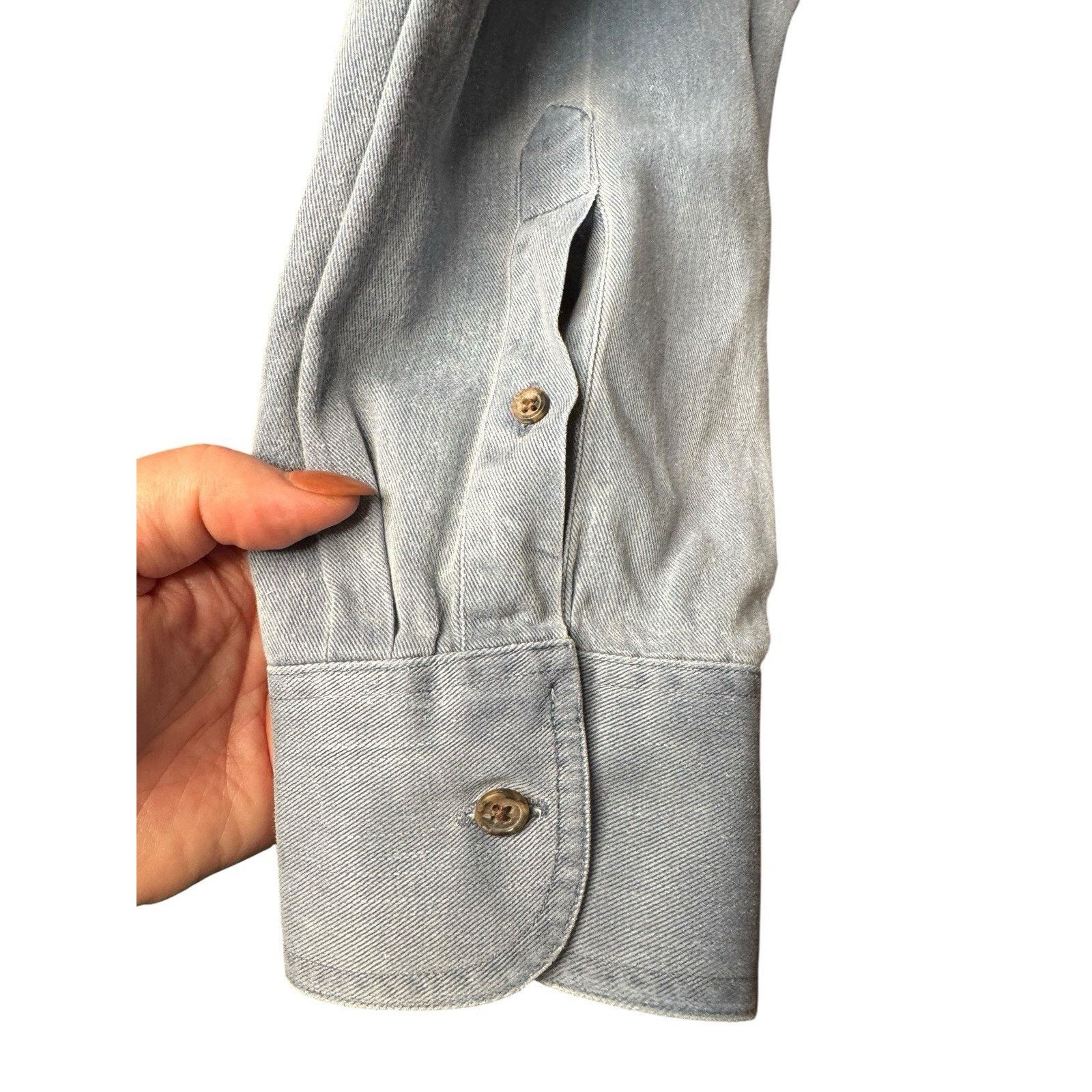 Ralph Lauren Ralph Lauren Chaps Vintage 90s Blue Long Sleeve Denim Shirt Size US XL / EU 56 / 4 - 4 Thumbnail
