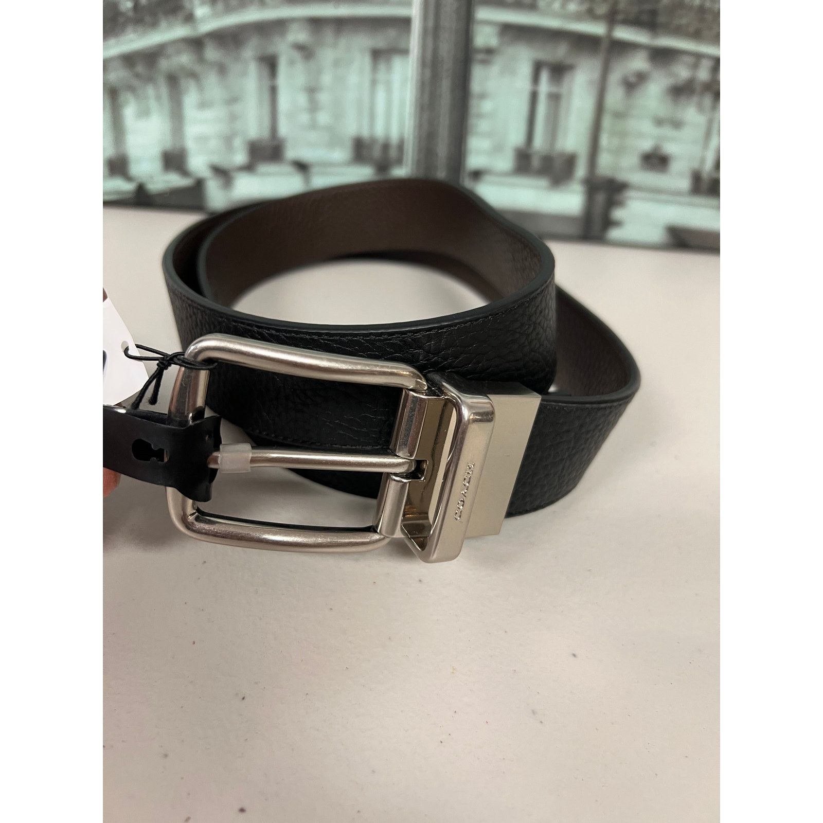 Coach Coach 64840 Double-Sided Pin Buckle Leather Belt Black Size 38 - 3 Thumbnail
