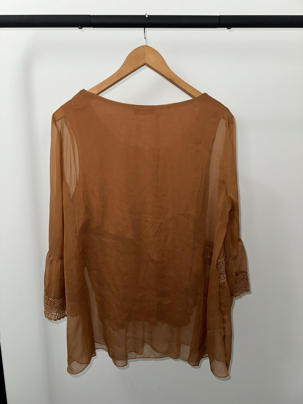Other Y2K Gini Benotti sheer lace terracotta western 3/4 blouse Size M / US 6-8 / IT 42-44 - 3 Thumbnail