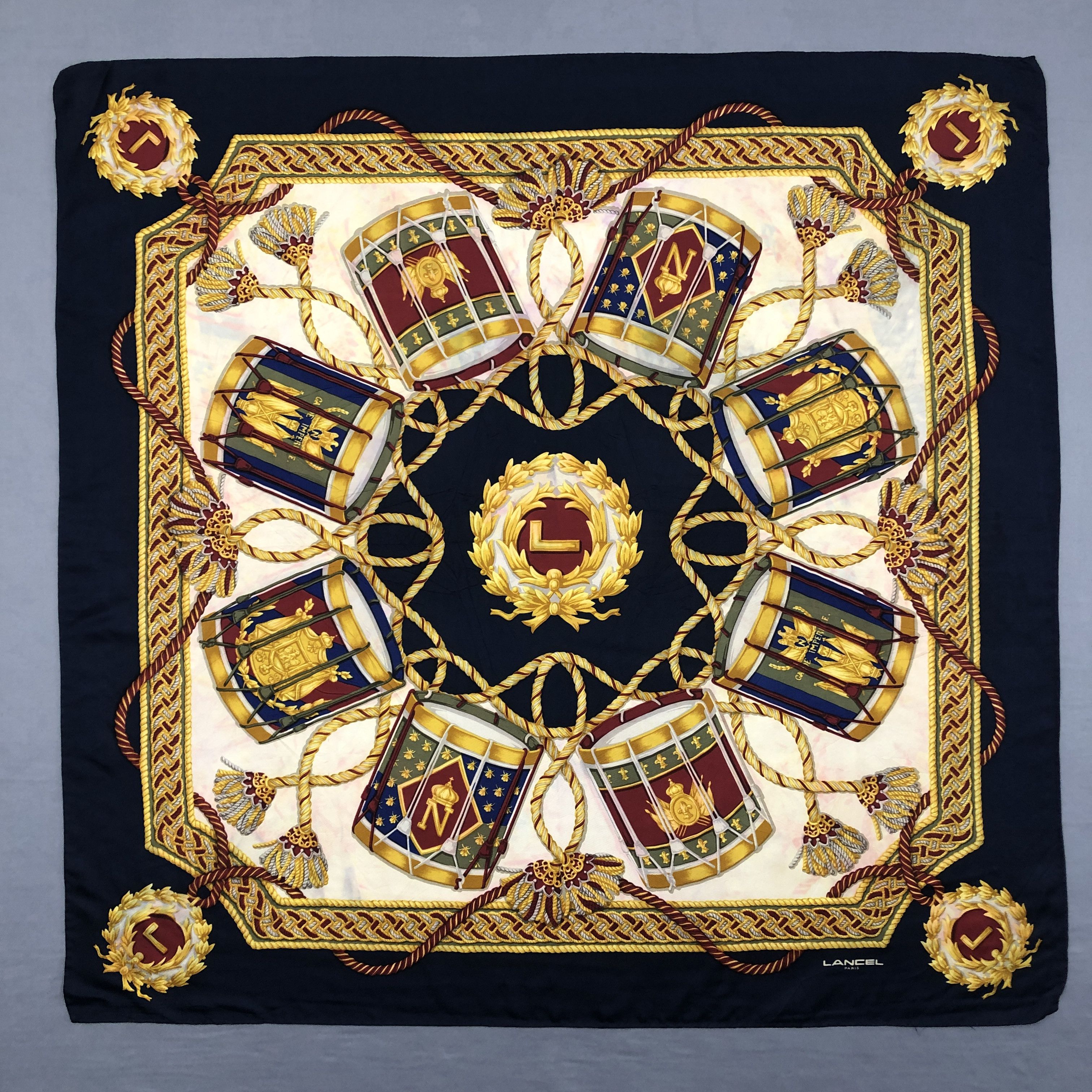 Vintage Lancel SILK Scarf Twill Stole Wraps Scarves