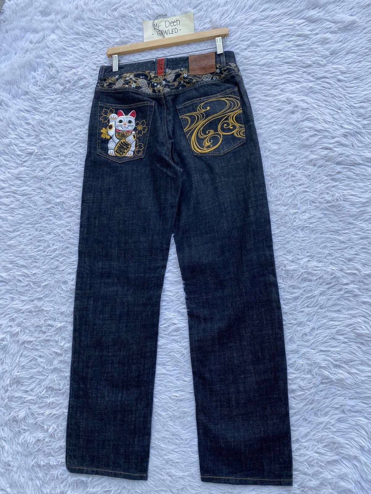 Japanese Brand Karakuri Tamashii Men's Jeans Pants Embroidered Japanese Size US 31 - 4 Thumbnail
