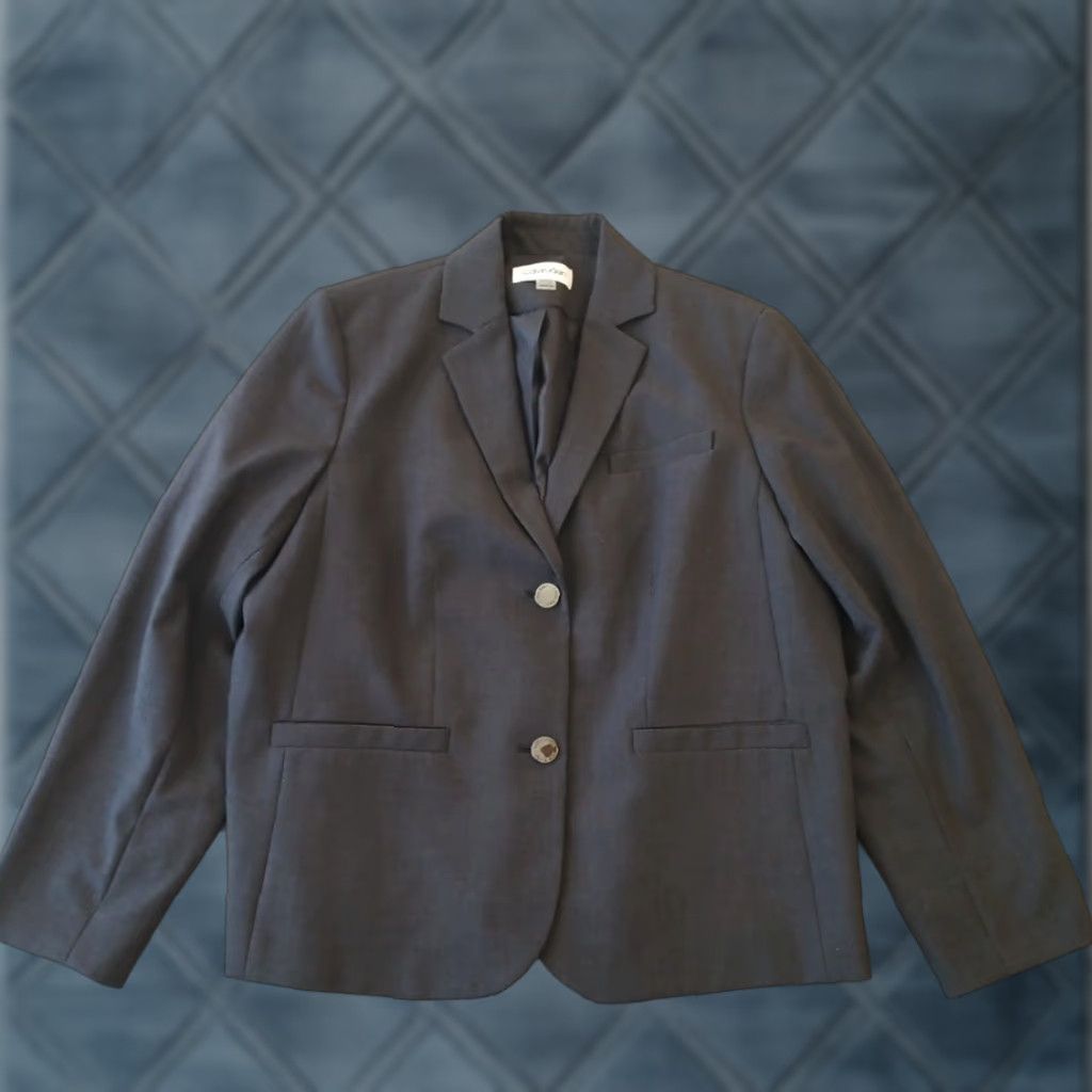 Calvin Klein Calvin Klein Blazer Womens 16W Plus Size Gray Two-Button Notch Lapel Lined Suit Jacket Long Sleeve Regular Fit Dry Clean Only Size XXL / US 16-18 / IT 52-54 - 1 Thumbnail