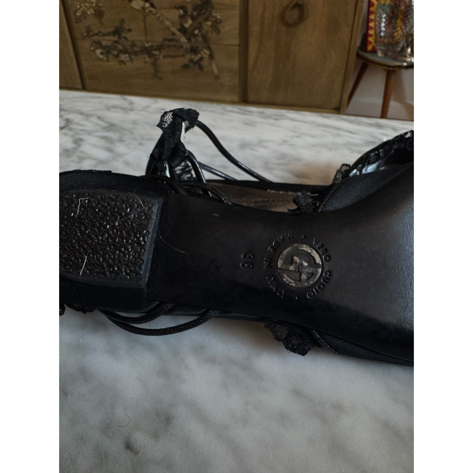 Giorgio Armani Giorgio Armani Black Patent Bow Smoking Suede Shoes Size US 7.5 / IT 37.5 - 4 Thumbnail