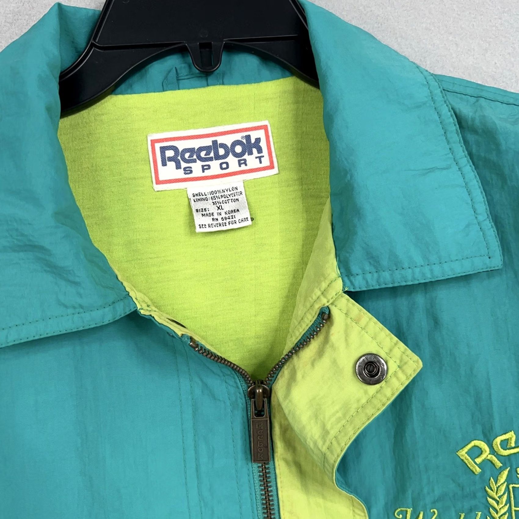 Reebok Vintage Reebok Jacket Men XL Blue Green Neon Windbreaker Crest 80s 90s Y2K Track Retro Casual Sport Size US XL / EU 56 / 4 - 7 Thumbnail