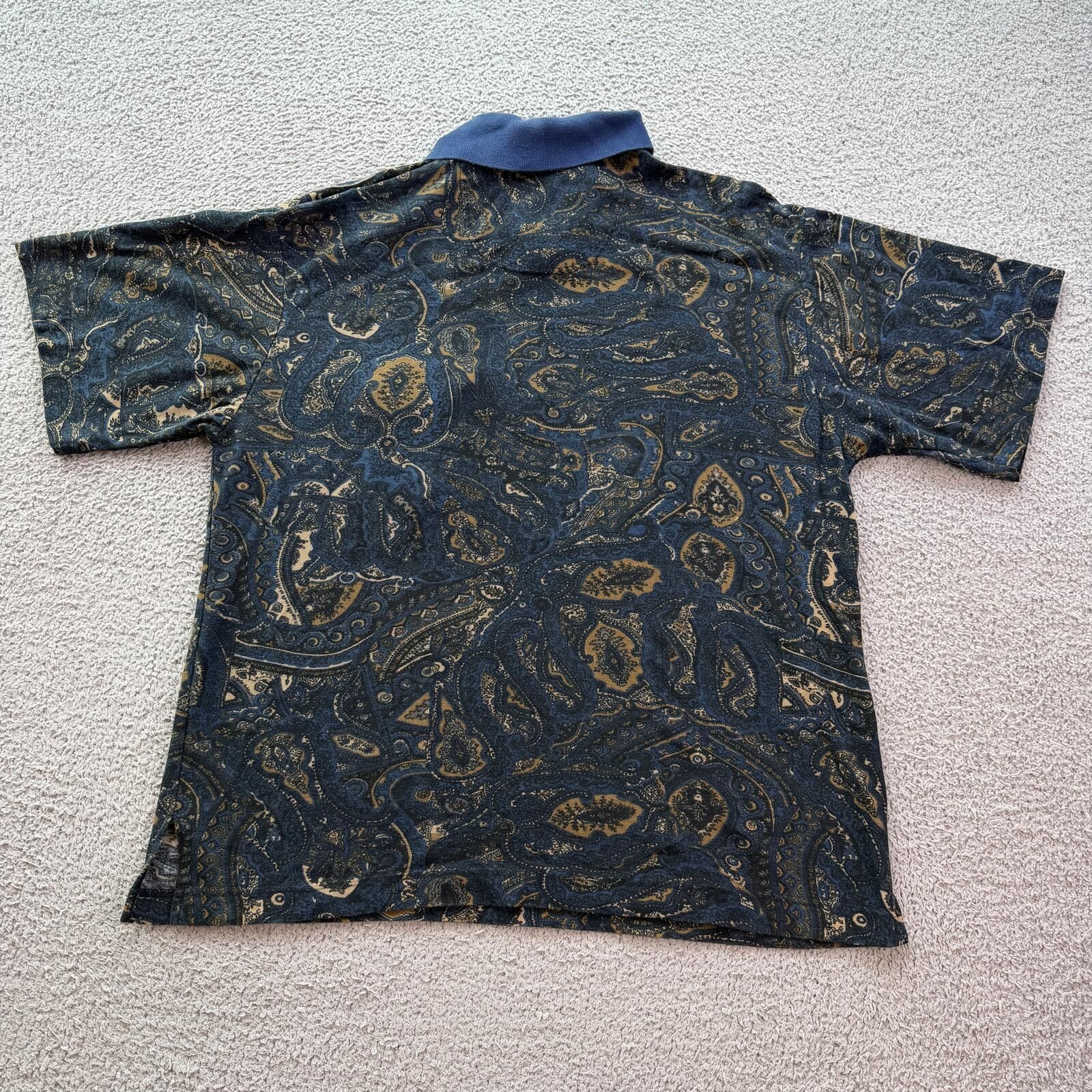 Other Vintage 90s Paisley AOP Zip Polo Shirt Blue Abstract Golf L Size US L / EU 52-54 / 3 - 2 Thumbnail
