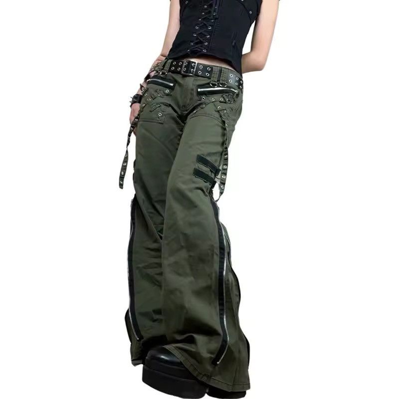 Japanese Brand Goth Baggy Jeans Y2K Strap Buttoned Stripe Long Pants Size 30" / US 8 / IT 44 - 3 Thumbnail