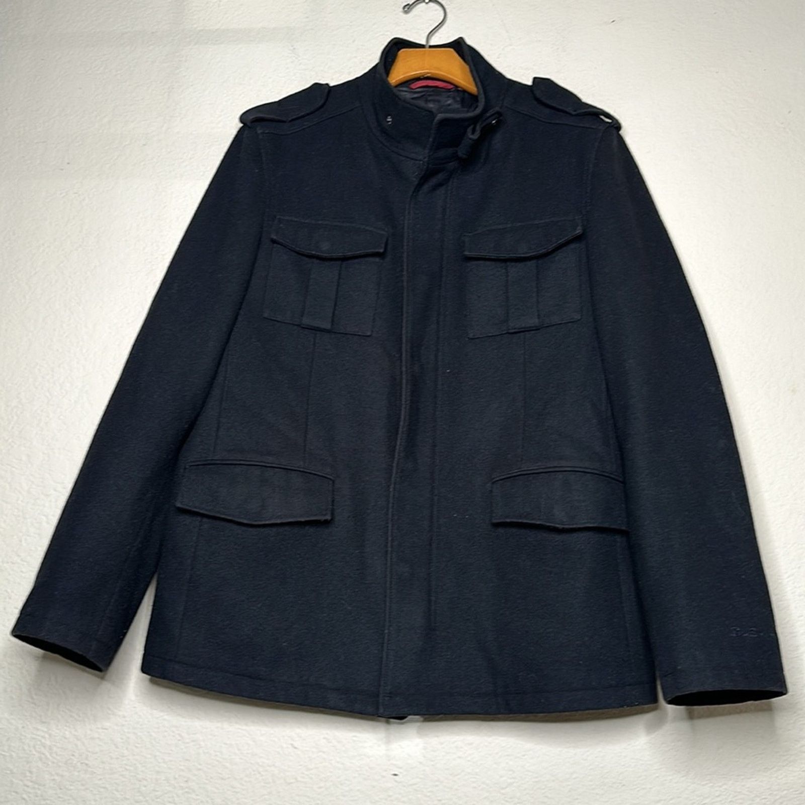 Ben Sherman Ben Sherman Wool Military Style Pea Coat Dark Gray (Black) L Size US L / EU 52-54 / 3 - 3 Thumbnail