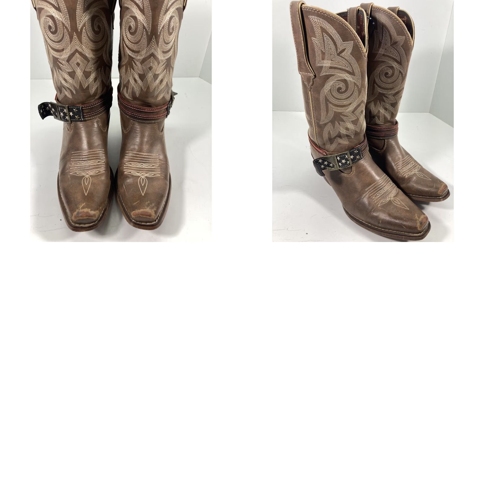 Durango VINTAGE Durango Crush Boots Western Style Women US Flag Brown Leather 9 M Snip Toe DRD0208 Size US 9 / IT 39 - 11 Thumbnail